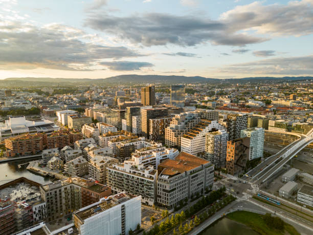 Aerial photo Downtown Oslo Norway stock photo