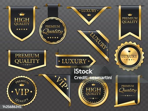 istock Premium, luxury golden labels, banners and ribbons 1425686345