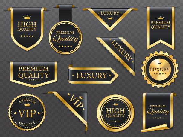 premium, luxury golden labels, banners and ribbons - perfection 幅插畫檔、美工圖案、卡通及圖標