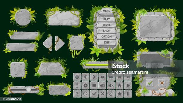 Stone Gameobject Stone Game Interface Buttons And Ui Elements Stock Illustration ...
