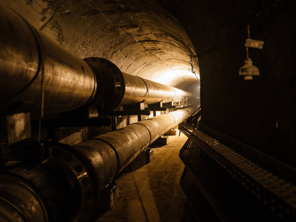 Vaulted concrete underground tunnel of sewer, heating duct or water supply system