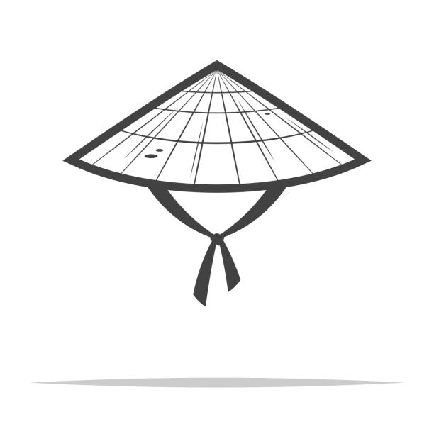 азиатская коническая шляпа икона вектор изолирована - hat conical stock illustrations