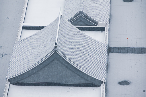 winter snow covered roof