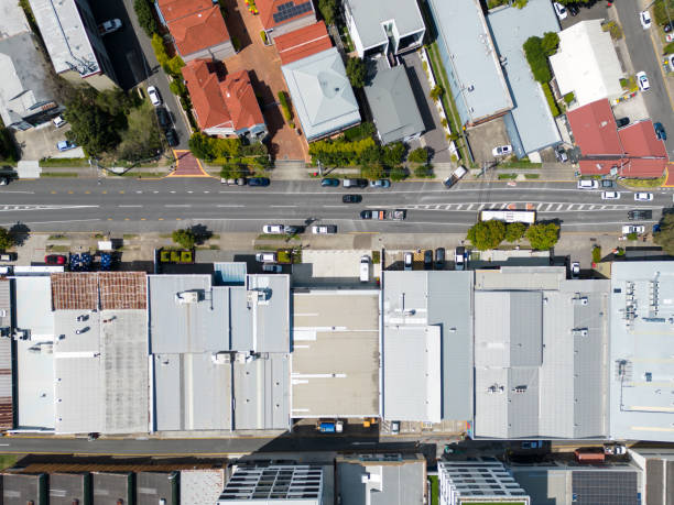 Aerial View of the Brisbane, Queensland suburb of West End stock photo