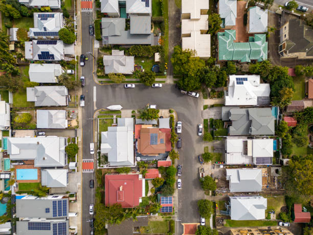 Aerial View of the Brisbane, Queensland suburb of West End stock photo