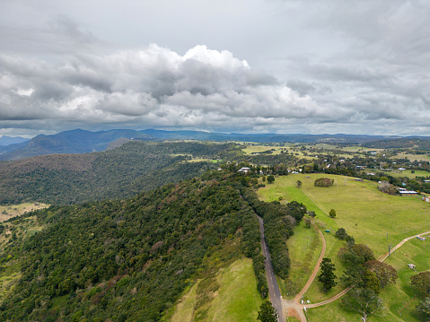 View of fertile farmland on Beechmont Plateau, Queensland
