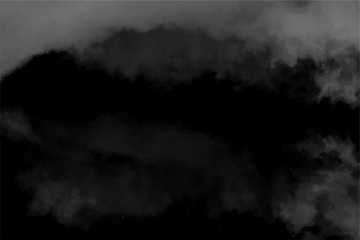 A horizontal vector background in greyish black colour. Faint smudged blotches all over with ample copy space, no people and no text. Can be used as backdrops, wallpaper, clouds backdrop.
