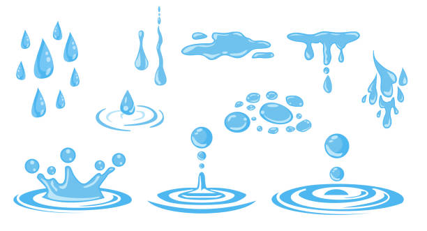 ilustraciones, imágenes clip art, dibujos animados e iconos de stock de gotas de agua 1 - puddle condensation water drop