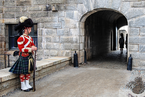 Halifax, Canada - August 31, 2022. Views of people exploring the Halifax Citadel historic site as guards are reenacted.