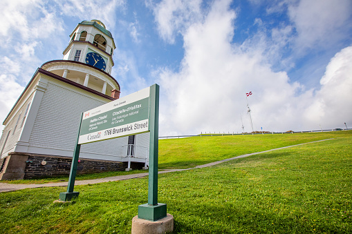 Halifax, Canada - August 31, 2022. Entrance sign to the Halifax Citadel National Park.