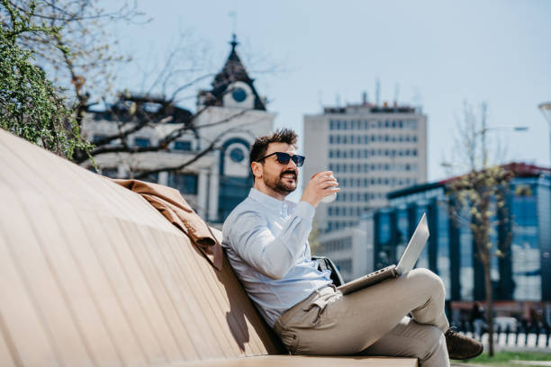 istock Businessman on bus station 1425768775