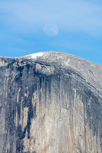 Close-up of the Half Dome Monolith in Yosemite National Park, California, USA. Seen a day in the spring.