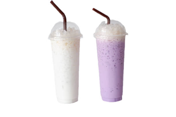 istock Drink, cold milk and fragrant taro on white background 1425770528
