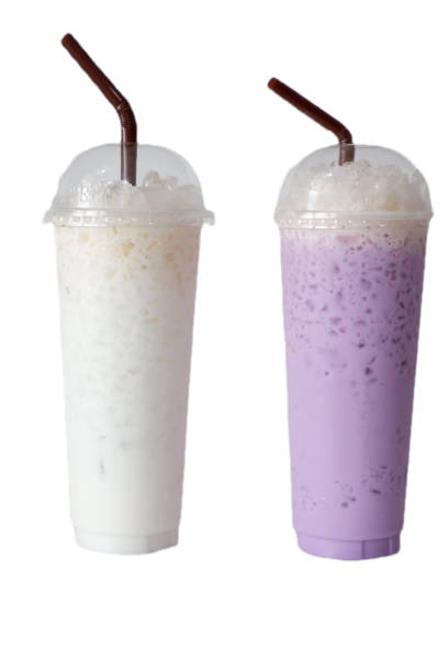istock Drink, cold milk and fragrant taro on white background 1425770559