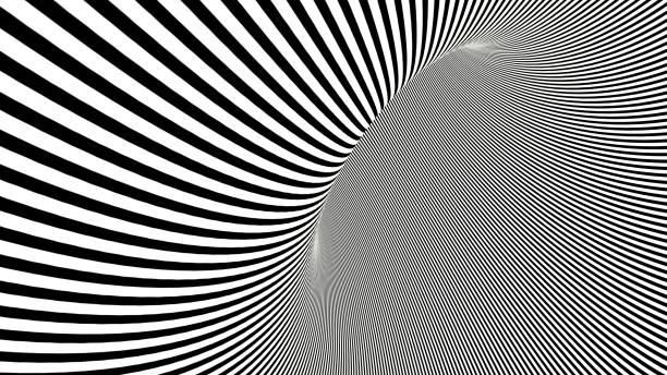 Abstract Psychedelic Striped Corridor Tunnel Background, 3d render