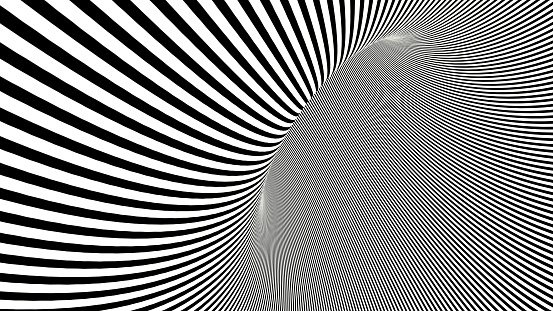 Abstract Psychedelic Striped Corridor Tunnel Background, 3d render