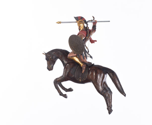 istock gladiator on horse isolated on white background 1425782407