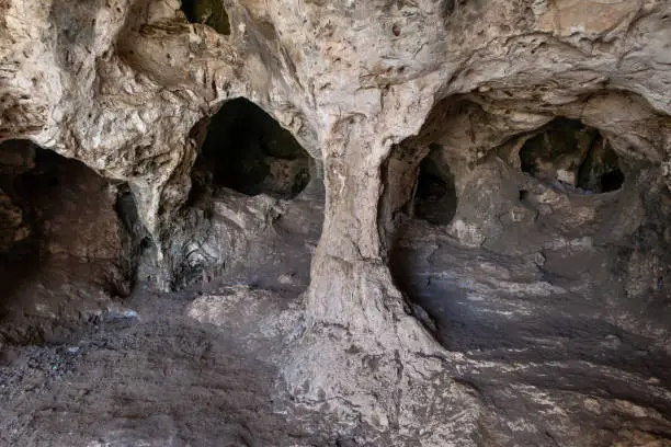 The cave in which the primitive man lived in the national reserve - Nahal Mearot Nature Preserve, near Haifa, in northern Israel