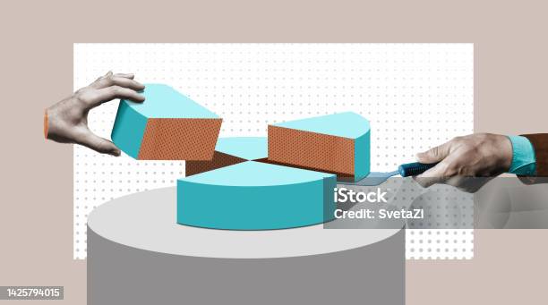Concept Of Market Share Stock Photo - Download Image Now - Composite Image, Separation, Wealth