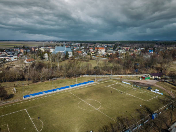 istock Soccer field seen from above. 1425795699