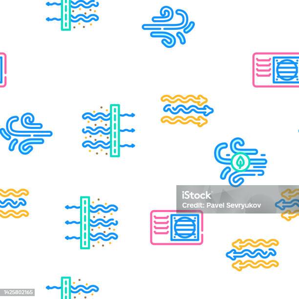 Air Clean Flow Freash Wind Filter Vector Seamless Pattern Stock ...