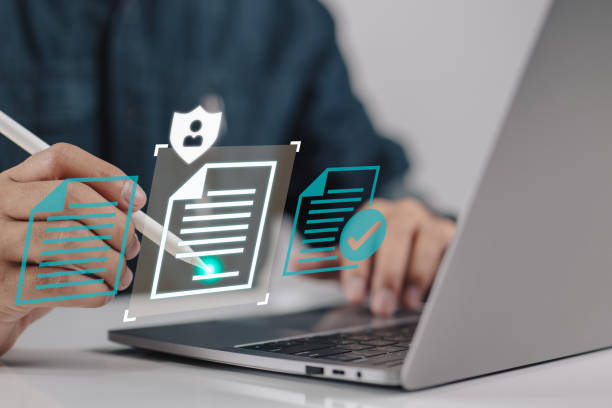 istock intelligent contract. Data Protection and Privacy Policy Concept of a Man Executing a Digital Signature on an Online Business Contract 1425802657