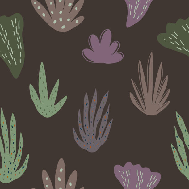 ilustrações, clipart, desenhos animados e ícones de padrão sem emenda floral escuro - abstract backgrounds botany cactus