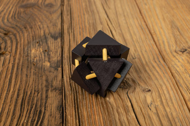 istock Wood Puzzle, Brain Teaser, Wooden Logic Game 3d Block 1425806468