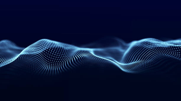 istock Abstract digital data background. Wave with moving dots. Musical stream of sounds. 3D rendering. 1425809852