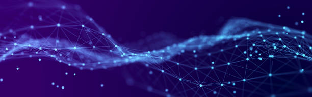 istock Abstract wave of dots in blue and purple tones. Equalizer for music. 3D rendering. 1425810007