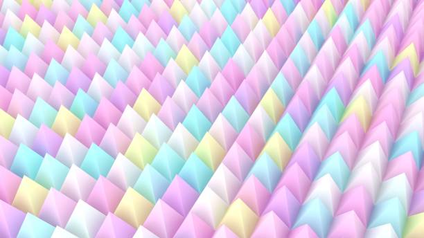 istock 3d pyramids pastel background. Trendy wallpaper. Calm pastel colors. Modern 3d illustration. Abstract. Spikes abstract. Sharp objects. 1425810149