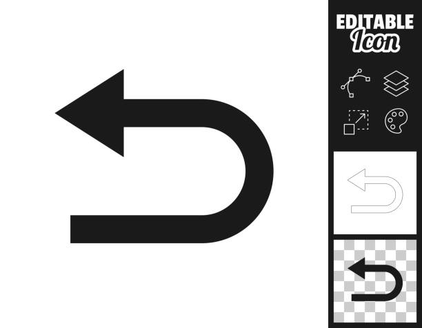 illustrazioni stock, clip art, cartoni animati e icone di tendenza di freccia di direzione dell'inversione a u. icona per il design. facilmente modificabile - undo key