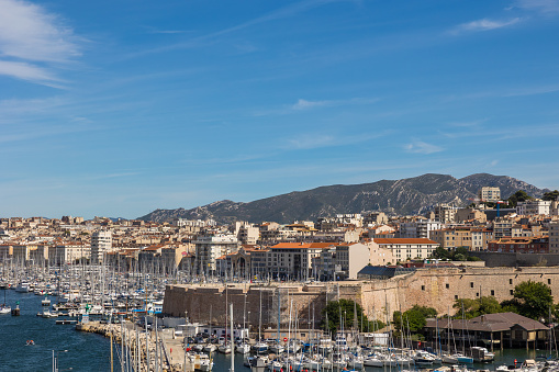 View of the entrance to the Old Port of Marseille from Émile Duclaux Park