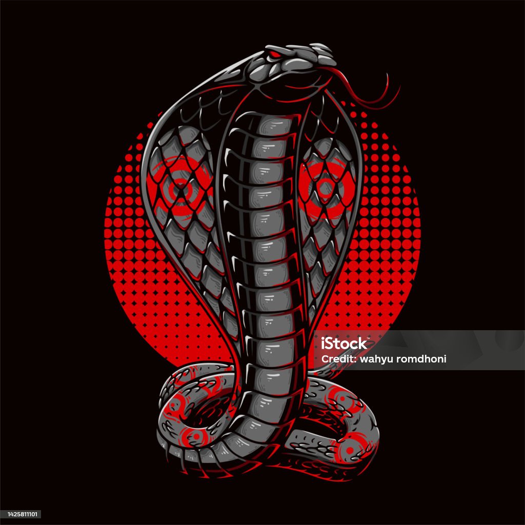 Vector Minh Họa Rắn Hổ Mang Đầy Màu Sắc Đứng Cao Với Hình Tròn Nền ...