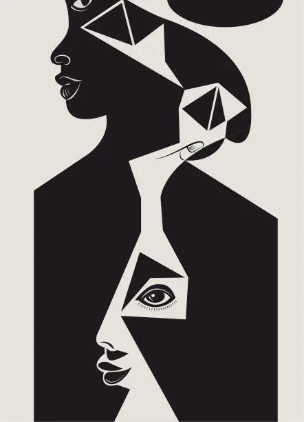 Vector illustration of A geometry portrait of a woman