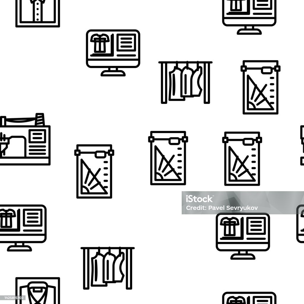 Factory Sewing Sew Machine Vector Seamless Pattern Stock Illustration ...