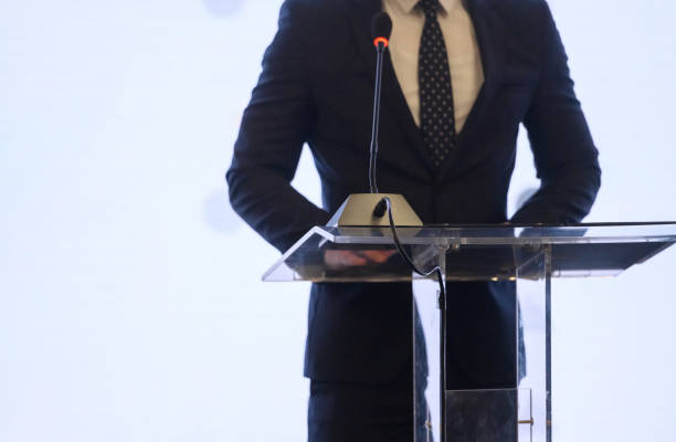 istock Businessman at the lectern 1425818286