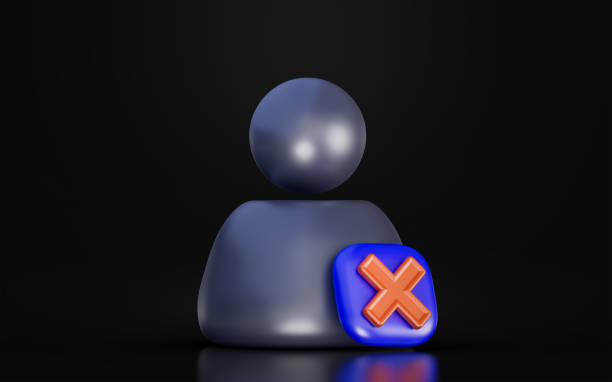 user with cross mark badge sign on dark background 3d render concept for user wrong details