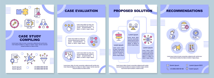 Compiling Paper Strategy Case Study Compiling Purple Brochure Template Stock Illustration ...