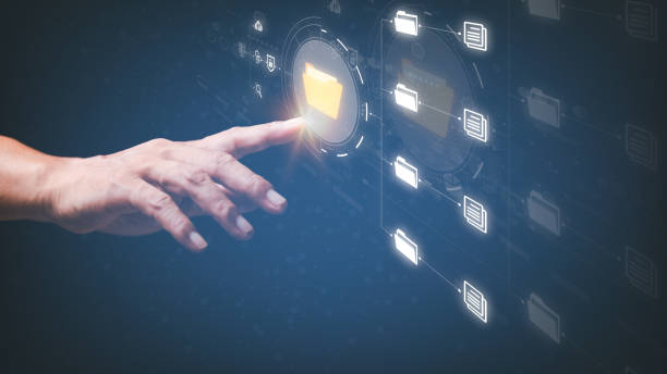 istock A businessman manages his organization's document database through the cloud. cyberspace technology concept and large important documents, file management and paperless online storage 1425821315