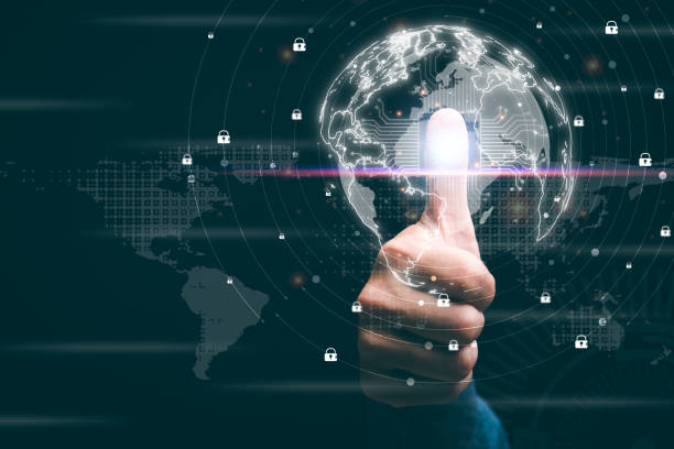 istock online security protection technology password verification and cybersecurity, fingerprint database access authorization, business people are allowed to connect cyber security,biometric data 1425822626