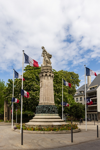 Troyes, France -May 5, 2022: Monument des Enfants de l'Aube in front of central station in Troyes in France