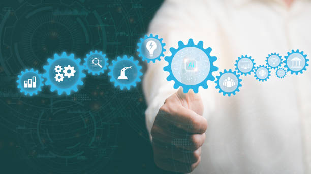 istock AI, business people touch artificial intelligence icon, future automation technology concept, learning network innovation through digital database, analyze and develop future business. 1425823925