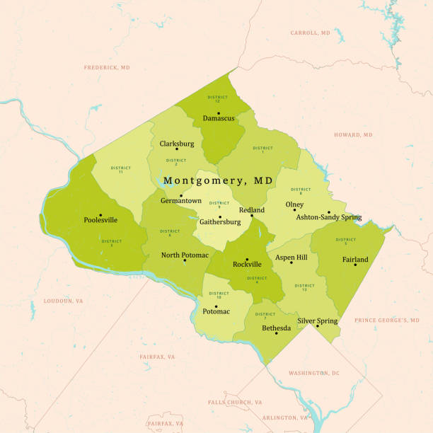 Aerial of Bethesda MD in the Washington DC area