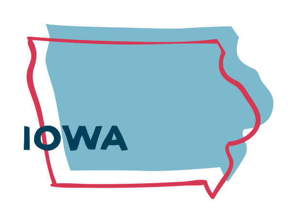 Iowa US State. Sticker on transparent background Iowa US State. Sticker on transparent background iowa stock illustrations