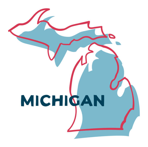 michigan stan usa. naklejka na przezroczystym tle - michigan stock illustrations