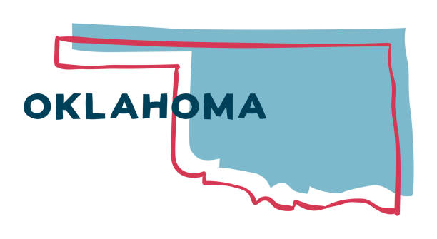 Oklahoma US State. Sticker on transparent background Oklahoma US State. Sticker on transparent background ok stock illustrations