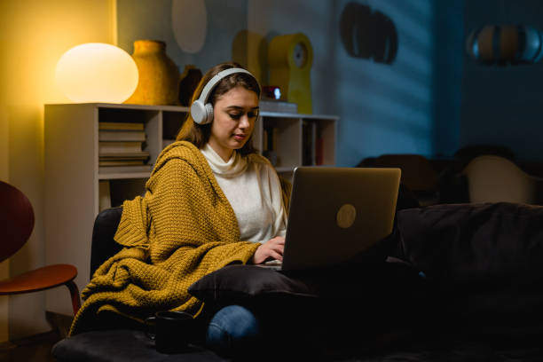 istock woman ejoying evening alone at home 1425836348