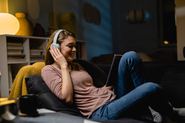istock woman ejoying evening alone at home 1425836351