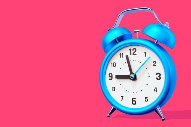 istock 3d illustration of blue retro alarm clock with arrow 1425837489